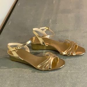 Cole Haan Grand OS Gold Metallic Wedge - NWB